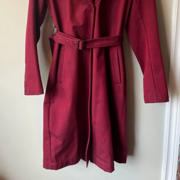 Mia Melon Belted Raincoat - Red, Size Small - Picture 7 of 7